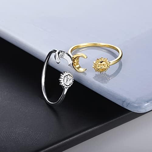 T3Store Minimalismo Lua vintage e anéis de sol para mulheres jóias de casamento Anel aberto ABERTO ABERTO BEST FIENTE-51399