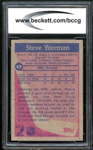 1984-85 TOPPS #49 STEVE YZERMAN ROOKIE CART