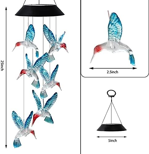 HISOLAR HUMMINGBIRD SOLAR WELL CHIMES COLA TROBLEMENTO SOLAR LUZES DE MOVALMENTE EMPERCTURA LED LED LUZES DE SOLAR PODERADA PARA