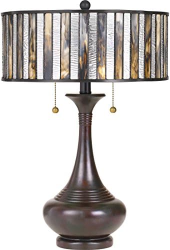 Quoizel TF3334TVA Tiffany Table Lamp Lamping, 2 luz, 150 watts, Valiant Bronze