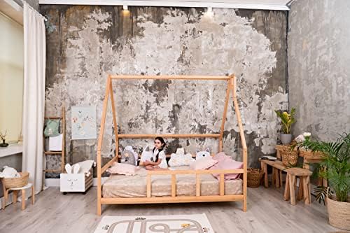 Busywood Montessori Wooden House - Cama de criança com pernas