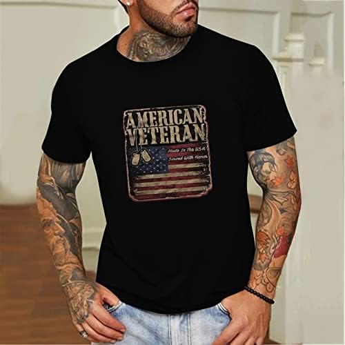 BMISEGM Verão Grandes e altas camisas para homens masculino Moda de verão Casual Round Neck Independence Day Small Print Shert