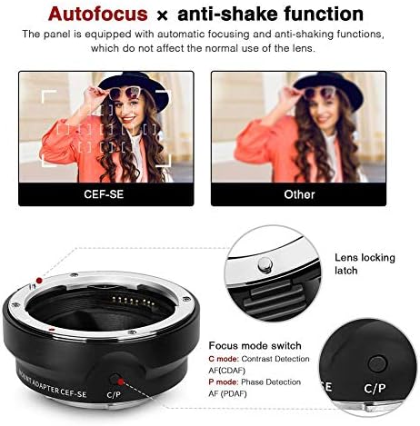 Lente EF/EF-S para e Mount T Smart Lens Adaptador compatível com Sony A7R4 Focus Lens Focus para EF-S para Sony E