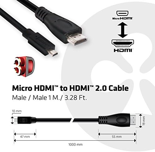 Club3D CAC-1351 Micro HDMI para HDMI 2.0 Cabo 4K60Hz 1M/3,28 'Masculino/masculino