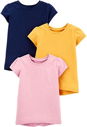 Alegras simples dos bebês de Carter, crianças pequenas e camisetas de manga curta sólidas de meninas, pacote de 3