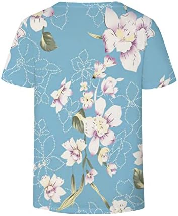 Túdos de túnica casual de verão para mulheres com camiseta floral com tendência Vamista V Bloups de manga curta 2023 camisas