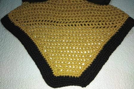 A C Ear Net Crochet Crochet Véu Equestre Papão de mosca/véu/máscara Tamanho padrão