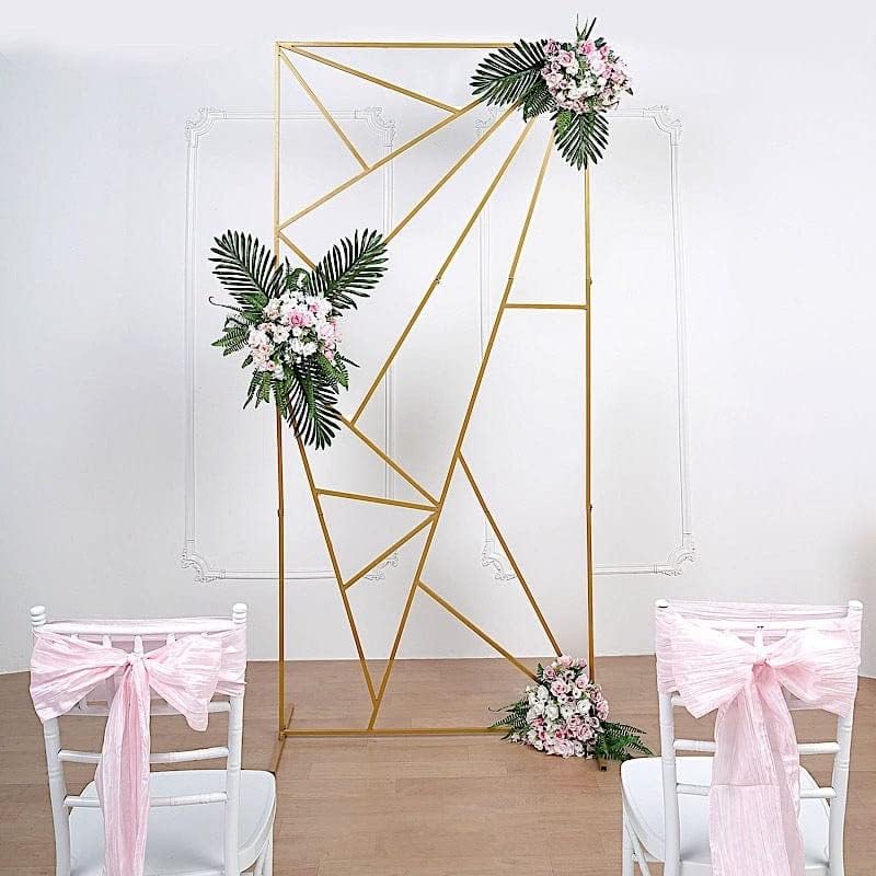 Balsacircle 7 pés de metal dourado retângulo geométrico de cenário geométrico arco de casamento decorações de festas recepção fotografia de fundo