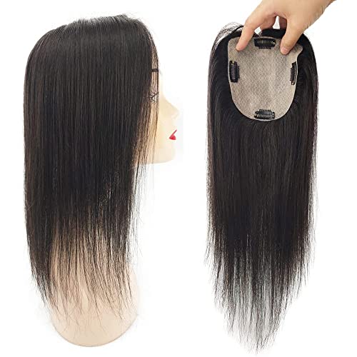 Capéimes de cabelo humano de anundilador 150% Clipe de seda de densidade em peças de cabelo de top top para mulheres com tampa de cabelo de cabelo/cabelo rachado cor de cabelo grisalho natural
