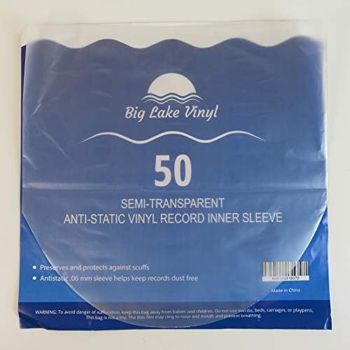 50 Mangas internas de vinil Sleeves-12 Anti-estático semi-transparente Plástico de fundo arredondado | Proteger e preservar