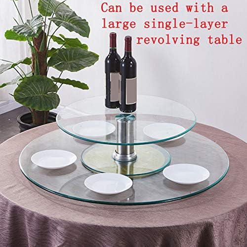 2 Tier Lazy Susan Turtable para mesa, bandeja de serviço de vidro para mesa de jantar, plataforma giratória de vidro temperado redondo com rolamentos silenciosos, bandeja giratória giratória