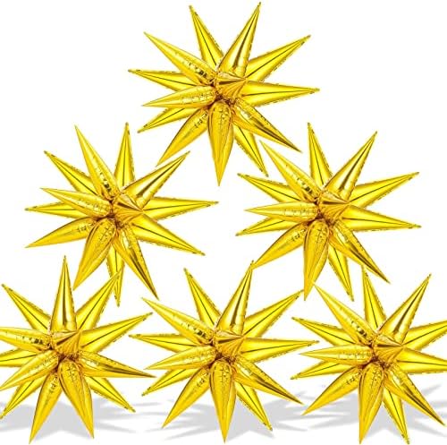 Balões de Gold Star - 72 PCs Big 26 polegadas Gold Mylar Balloons Starburst, balões de estrela de 12 pontos Gold 12, Starburst Fail Cone Balloons Gold for Birthday, Wedding, Graduation, New Year