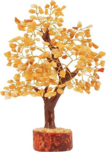 Yasin Agate Natural Cristais Gemstone Bonsai Money Tree for Positive Energy Home Decoração de Office Decoração com 300 contas