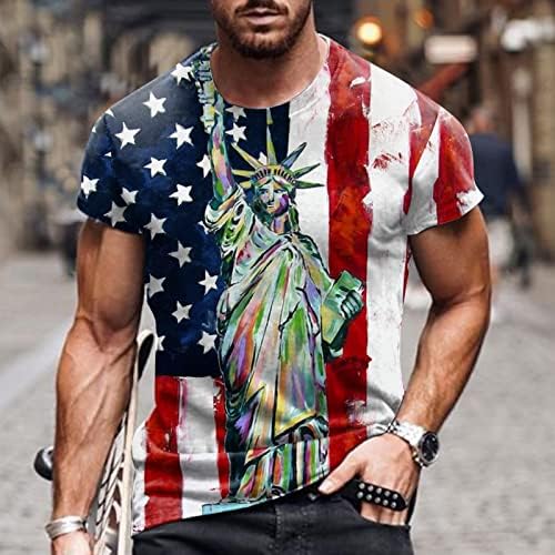 Soldado patriótico de Ubst Mens camisetas curtas de manga curta, 4 de julho American Flag Graphic Tops Summer Muscle Slim Fit Tees