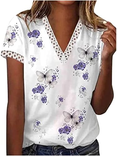 Camisa de tops de penas femininas para mulheres para tampas para mulheres de manga curta vneck renda spandex lounge summer outono