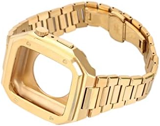 Banda de aço inoxidável Trdybsk para Apple Watch Band 44mm Modification Modification Modification Noble Metal Strap com estojo para Iwatch 45mm SE 7 6