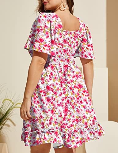 Vestidos de verão weeso para mulheres 2023 vestido casual de pescoço quadrado floral