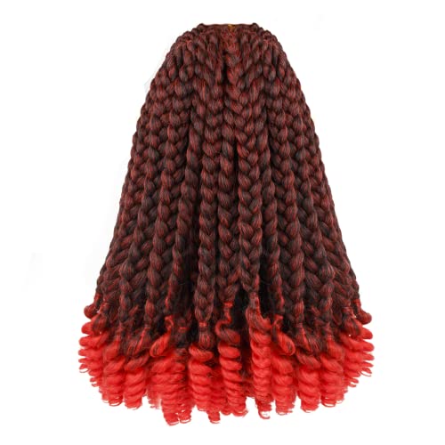 Caixa curta de crochê de caixa de deusa curta para mulheres negras e crianças- 7 pacotes 10 polegadas ombre vermelho, cabelos sintéticos com toni curl Ends Extensions