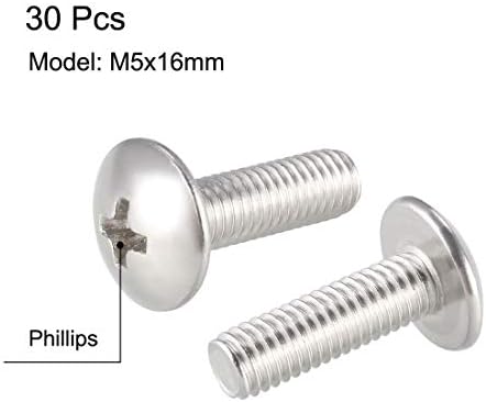 Parafusos da máquina uxcell, parafuso phillips m5x12mm, 304 aço inoxidável, parafusos de fixação 30pcs