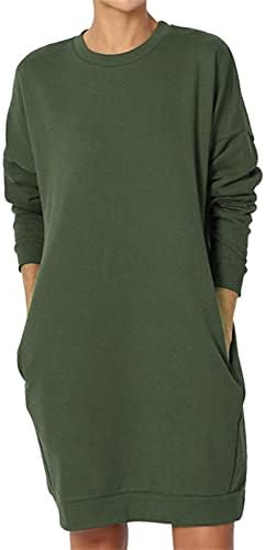 Mulheres Mulheres Oversizas Round pescoço abaixo do joelho Soletomart Retro Relaxed Pocket Midi Comprimento de Midi Sweater