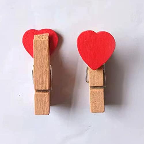 Cabilock Woodsy Decor 50pcs Mini prendedores de roupa de madeira Red Heart Wood Photo CLIP