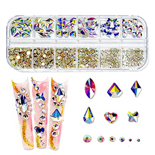 735 peças strassina de unha para unhas de cristais abdas para unhas cristais 3d unhas diamantes artesanato de decoração