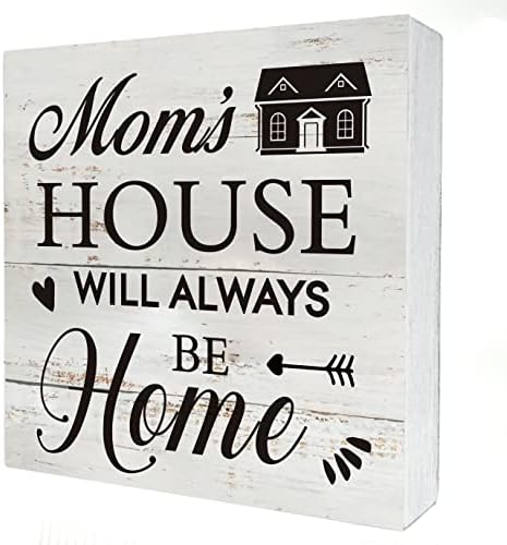 A casa da mamãe sempre estará em casa, decoração de mesa de madeira da caixa