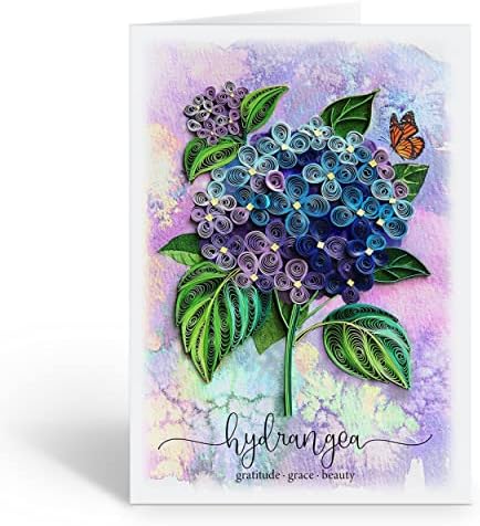 Cartão de flor de hidrangea azul de tumybee, carteira de felicitações de flores de simpatia, todas as ocasiões Cartão