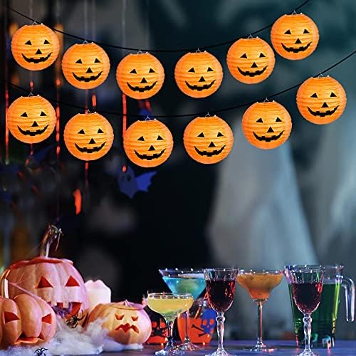 12 peças Halloween jack-o-lantern lanterna lanternas halloween lanternas de abóbora penduradas lanternas de abóbora de halloween