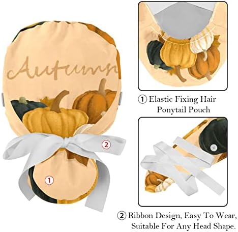Capace de trabalho de abacate com Button & Sweatband, 2 pacotes reutilizáveis ​​Cirurgia cirúrgica Hats de rabo de cavalo, Multi