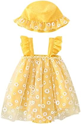 Toddler Girls Manuve Sundress impressa Ruffles Princess Dress Dance Floral Mesh Salia escalando roupas de menina recém -nascida