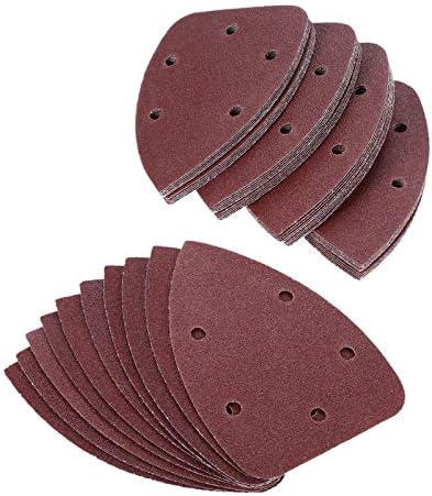 Lixa de polimento e lixamento 50pcs lençando lençóis 140x90mm Triângulo Lia do gancho de lixa 80 Grits abrasivos disco para moer polimento