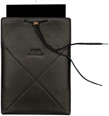 Manga de couro bronzeada de grão completo genuíno para iPad ou tablet - Interior de feltro - fecho de bronze e cordão - bolsa de tampa de couro - manga de ar slim iPad .- 936