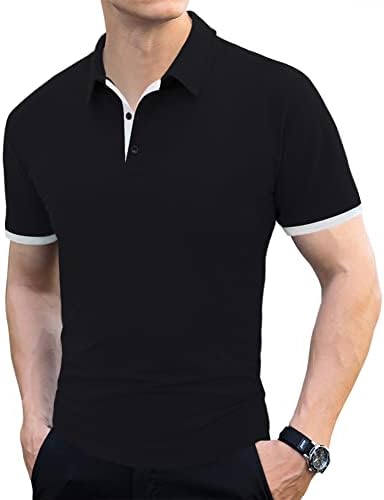 Logeeyar Men camisa pólo slim fit manga curta camisa de golfe de algodão camisetas sólidas camisetas casuais