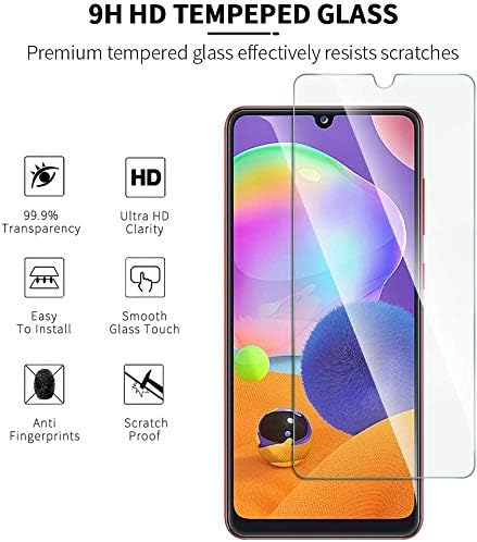 Protetor de tela Tantek [3-Pack] para Samsung Galaxy A31,6,4 polegada, filme de vidro temperado, Ultra Clear, Anti Scratch, Bubble