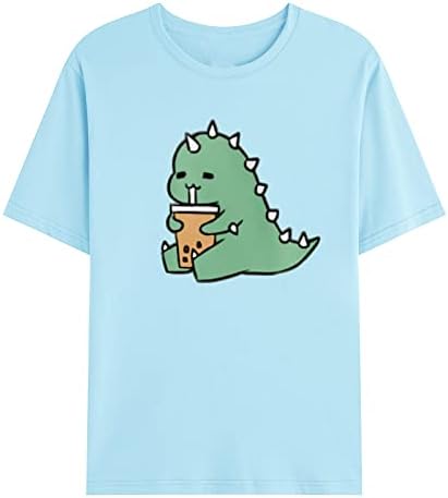 Tops de estampa de dinossauros bonitos masculinos Camiseta curta Camiseta O-shirt Diário camisa casual camisetas Blusa do moletom