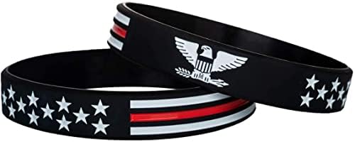 Sainstone Power of Faith Red Linha Vermelha Bandeira Americana Bracelets de silicone com American Power Eagle - Pesares de