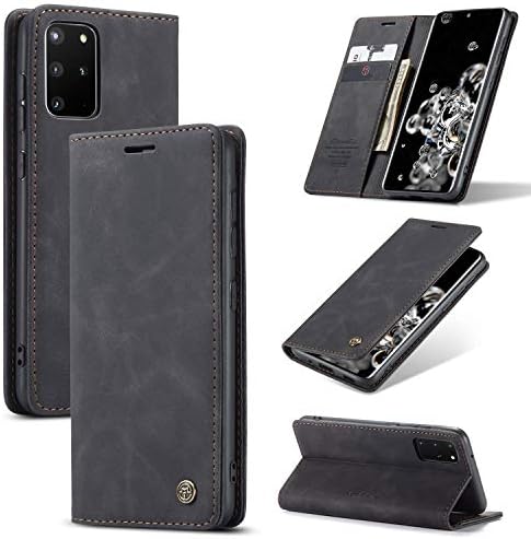 Sinianl Samsung Galaxy S20 Plus Caso, Galaxy S20 Plus Caso de couro, estojo de estojo de estojo da carteira vintage com capa com titulares de proteção contra o Kickstand Card Slots para Galaxy S20 Plus / S20+ preto