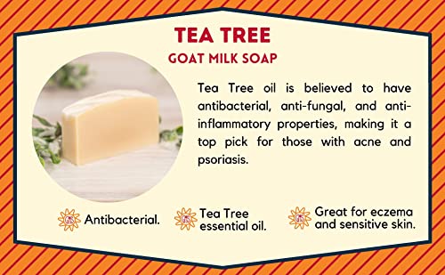 Sabão de leite de cabra leite de cabra - Tea Tree | Barras de sabão naturais para mulheres e homens, sabonete para a