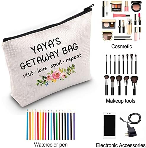 Presente do Dia das Mães do ZJXHPO para o melhor Yaya Ever Cosmetic Bag Gift Yaya Bolsa de maquiagem Yaya de Yaya com zíper voa de