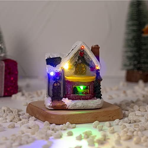 JoJofuny Lighted Christmas Village House liderou o ornamento luminoso da casa de neve de Natal para suprimentos de decoração de férias