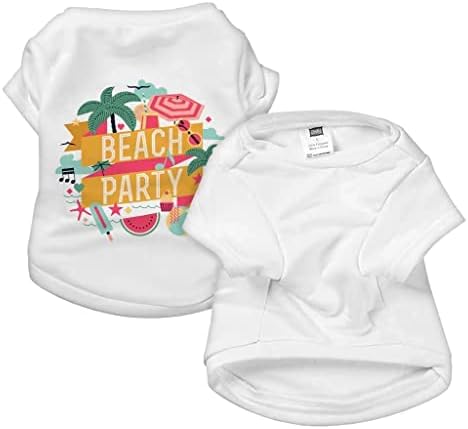 T -shirt para cães de festa de praia - camisa de cão de verão - design de texto para cães de design - branco, 2xl
