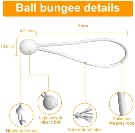 Cordos de bungee de bola, cordões de amarração pesada, corda esticada de múltiplos usuários para caminhadas, camping,