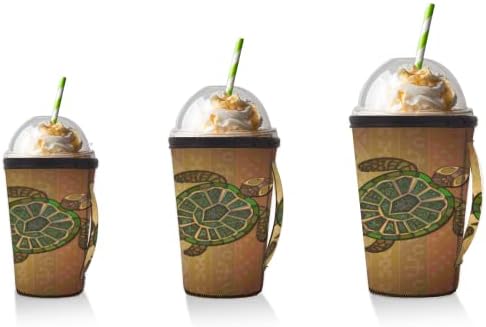 Turtle Ocean Sea Animal Reutilable Iced Coffee Slave com manga de neoprene para refrigerante, café com leite, chá, bebidas, cerveja
