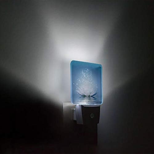 Blue Lotus Night Light Plug in Led Night Lamp Sensor Automático Luzes Noturnas Conecte-se à parede, Fantasy Flor Abstract Art Square Dim Luz noturna para o quarto Banheiro Cozinha Decoração da casa