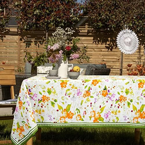 Tobre de mesa floral de pássaro oval virtumob, toalha de mesa francesa verde para mesas ova