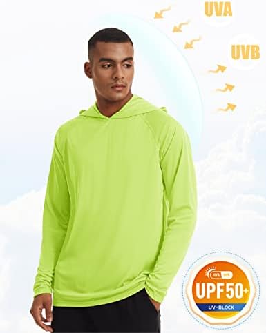 MagComsen Men com capuz UPF 50+ Proteção solar T T CHAMISTAS LANÇA LONGA CAMISões de pesca atléticas