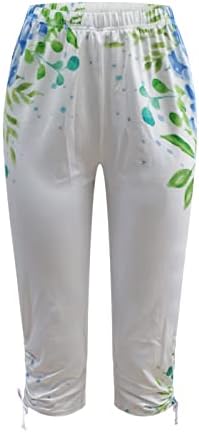 Leggings de cintura alta feminino Capri Athletic elicho calças cortadas de mulheres ativas calças de impressão floral