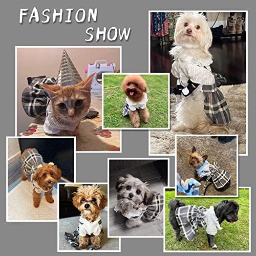 Vestido de cachorro gyuzh com coleira de cachorro, vestidos de cachorro para cães pequenos cachorros vestido de gato de verão cão