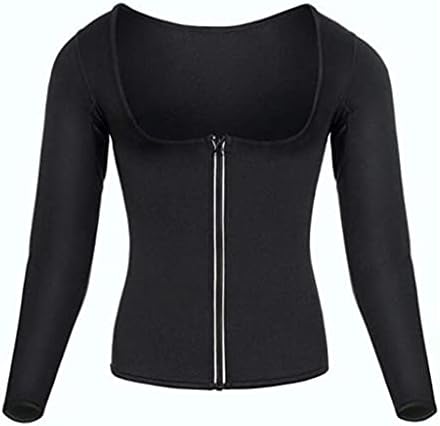 YFQHDD Mulheres Treinador de cintura Hot Neoprene Camisa Saiuna Terne Sweat Body Shaper Jacket Top zíper de manga